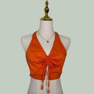 millenium y2k coral orange crop top festival western Y2K country boho cowgirl